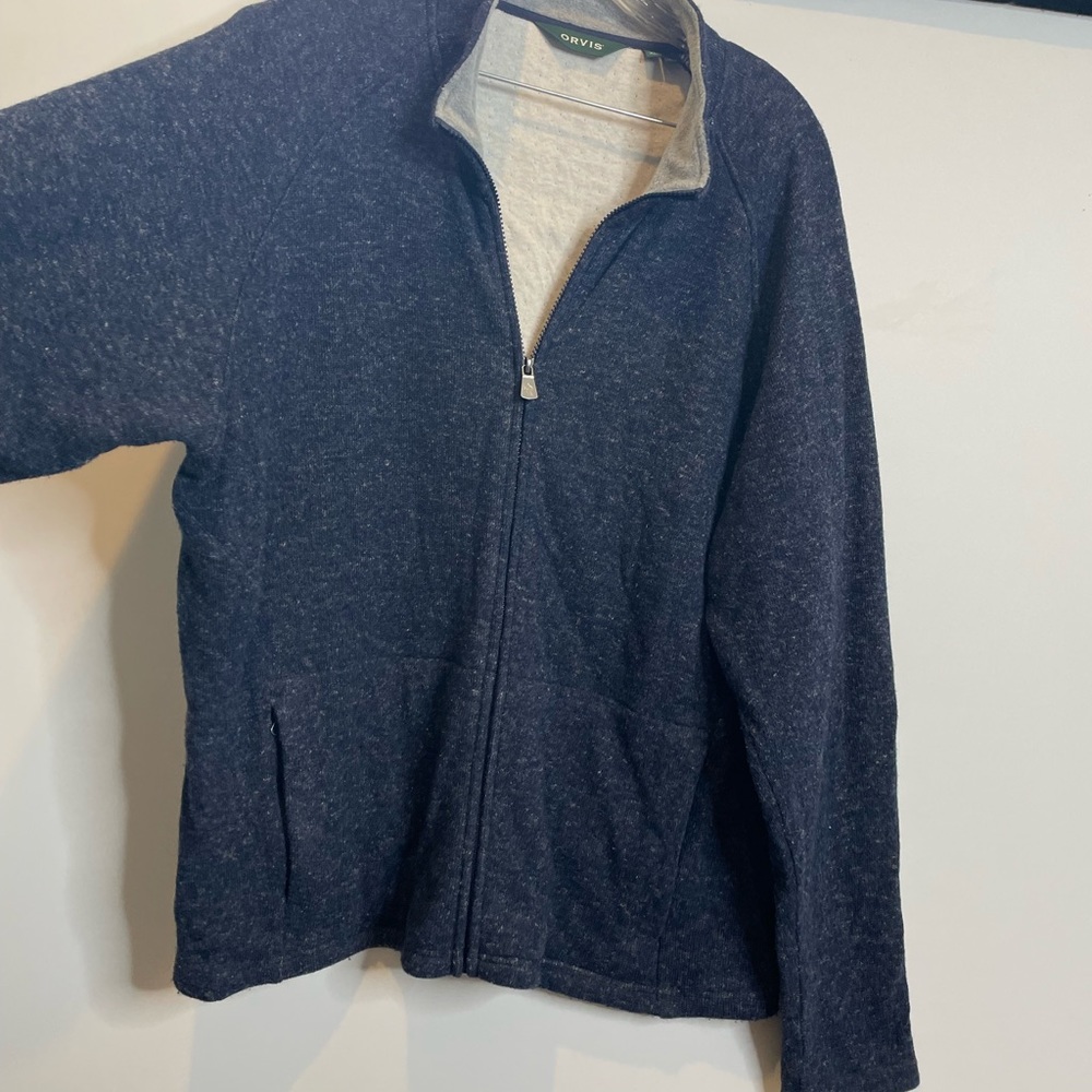 Orvis sweater jacket, XL, full zip, with 2 pockets, wool blend cotton. see pics.